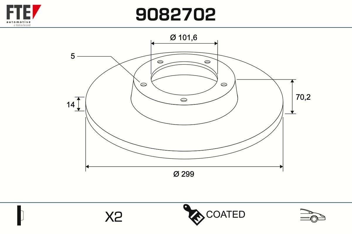 FTE 9082702 COATED RANGE FTE Δισκόπλακα μπροστινός άξονας for LAND ROVER